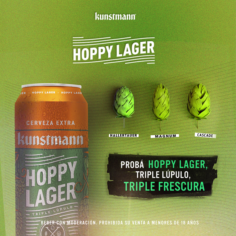 Una nueva variedad de Kunstmann llegó a Argentina, se trata de la Hoppy Lager, una cerveza tipo pils