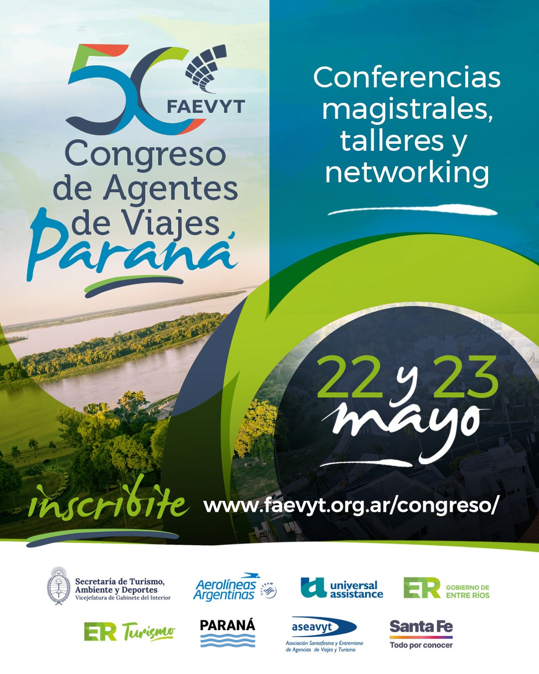 El 22 y 23 de mayo se realiza en Paraná el 50° Congreso de Agentes de Viajes con conferencias clave, networking y lo último en tendencias turísticas.